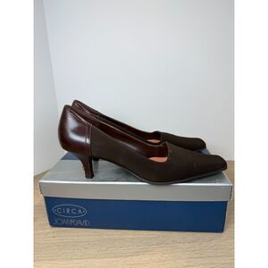 Joan & David Women's Nadia Size 8M Brown Kitten Heel Pumps Square Toe
